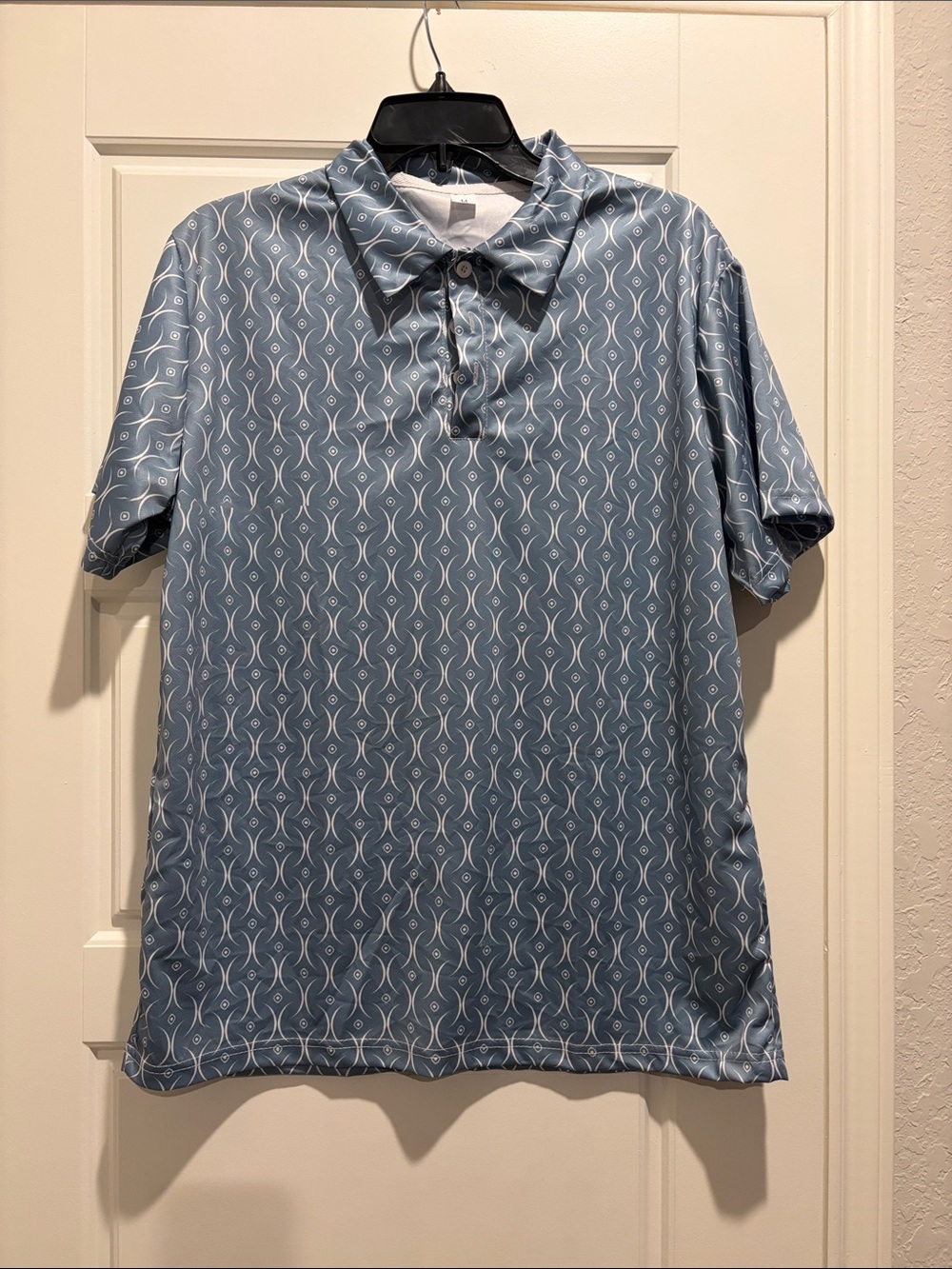 Men's Light Blue Patterned Polo Shirt